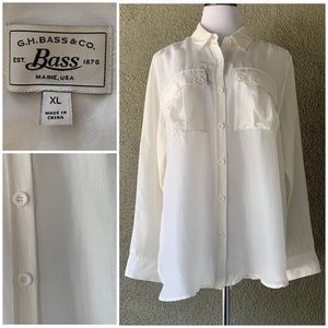 “Bass” Ivory Silk Button Down Shirt size XL
